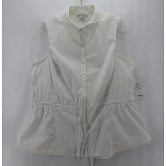 Athleta Top 1X Plus Levitate Poplin Tank Blouse Cinch Waist NEW * - Picture 1 of 13